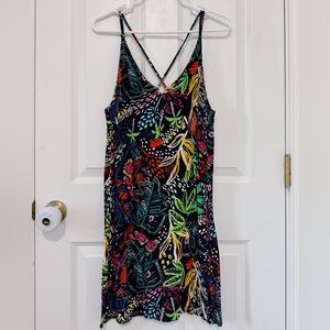 Topshop Black Electric Neon Floral Print Dress